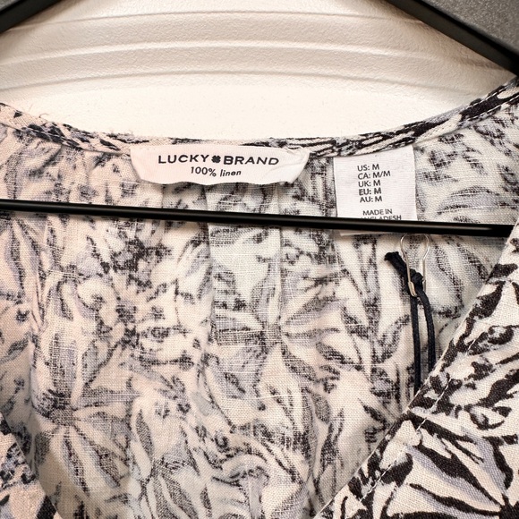 Lucky Brand 100% Linen Tiered Dress Womens S Bluebell Floral Sleeveless NEW - Picture 10 of 11